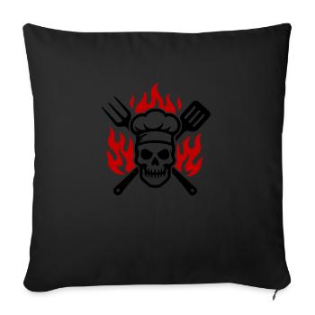Grill crâne cuire flamme - Housse de coussin décorative 45 x 45 cm - noir - Devant