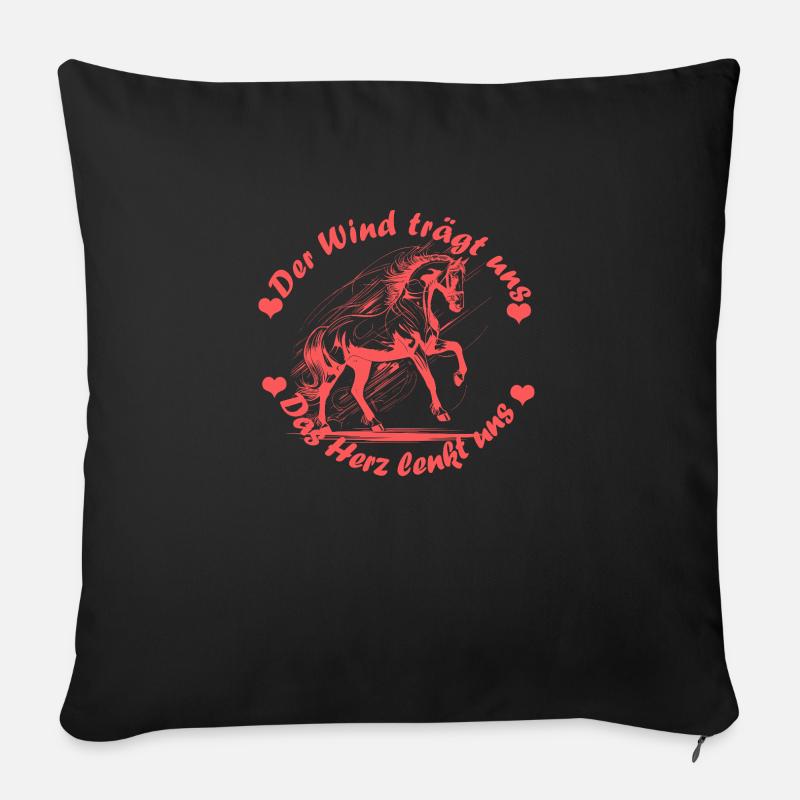 Pferd Herz Wind rosa - Sofakissenbezug 45 x 45 cm - Schwarz