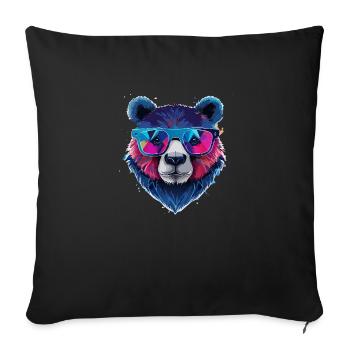 Ours,graffiti ,peinture , coloré,nerd - Housse de coussin décorative 45 x 45 cm - noir - Devant