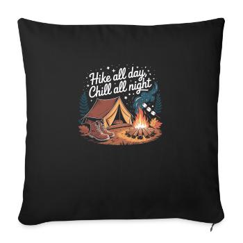 Hike All Day, Chill All Night – Camping Adventure - Sofa pillowcase 17,3'' x 17,3'' (45 x 45 cm) - black - Front
