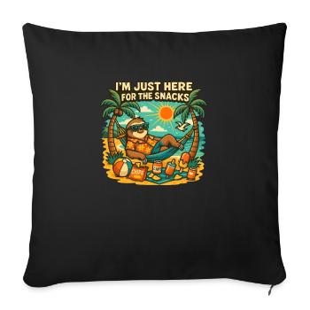 Snack-loving sloth on the beach - Sofa pillowcase 17,3'' x 17,3'' (45 x 45 cm) - black - Front