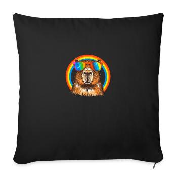 capybara, LGTB,rainbow,sunglasses,colorful - Sofa pillowcase 17,3'' x 17,3'' (45 x 45 cm) - black - Front