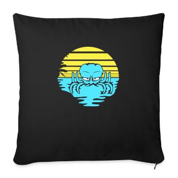 Oktopus Meer Sonnenuntergang Strand Urlaub Linien - Sofakissenbezug 45 x 45 cm - Schwarz - Vorne