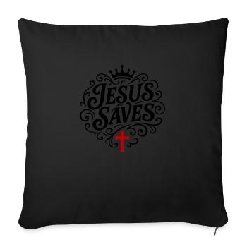 Jésus sauve d’une manière chrétienne - Housse de coussin décorative 45 x 45 cm - noir - Devant