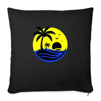 Île Palmiers Mer - Housse de coussin décorative 45 x 45 cm - noir - Devant