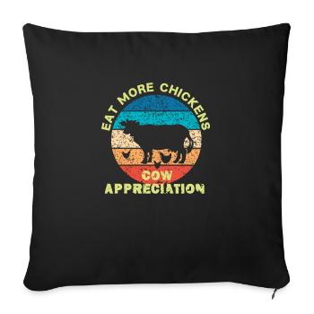 Manger plus de poulet Retro Cow Day, Ferme, Kuhlie - Housse de coussin décorative 45 x 45 cm - noir - Devant