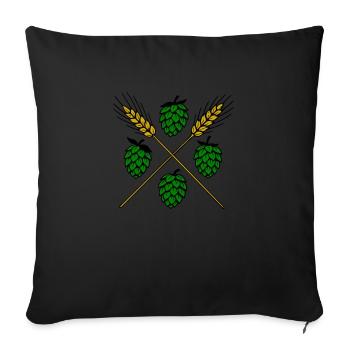 Houblon et orge - bière - Housse de coussin décorative 45 x 45 cm - noir - Devant