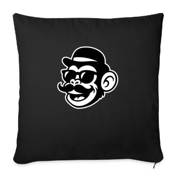 Singe Sir Moustache - Housse de coussin décorative 45 x 45 cm - noir - Devant