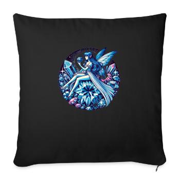 Saphir Bleu Fée Fantaisie Art - Housse de coussin décorative 45 x 45 cm - noir - Devant