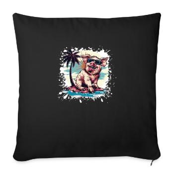 Pig Island Palm - Sofa pillowcase 17,3'' x 17,3'' (45 x 45 cm) - black - Front