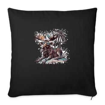 Elch Insel Palme - Sofakissenbezug 45 x 45 cm - Schwarz - Vorne