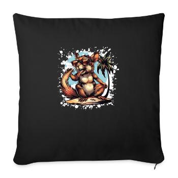 Eichhörnchen Insel Palme - Sofakissenbezug 45 x 45 cm - Schwarz - Vorne