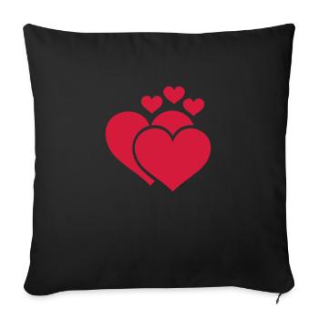 famille de coeur / family of hearts (1c) - Housse de coussin décorative 45 x 45 cm - noir - Devant