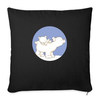 Baby Polar Bear with Dad - Housse de coussin décorative 45 x 45 cm - noir - Devant