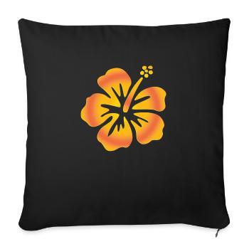 Hibiscus jaune - Housse de coussin décorative 45 x 45 cm - noir - Devant