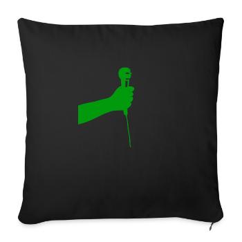 microphone (green) - Sofa pillowcase 17,3'' x 17,3'' (45 x 45 cm) - black - Front
