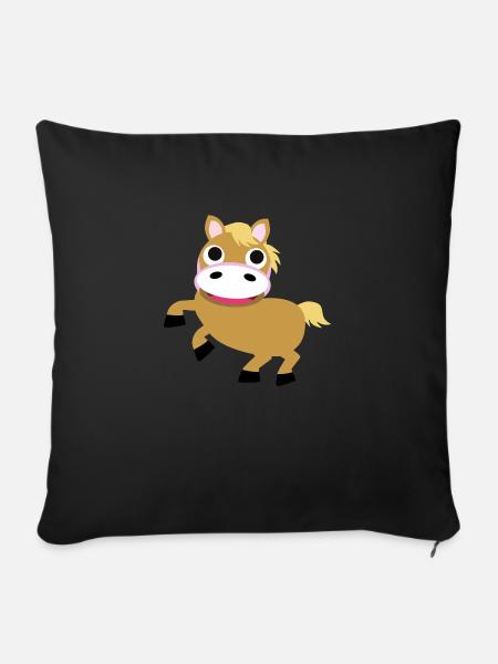 Pony - Haflinger - Sofakissenbezug 45 x 45 cm - Schwarz