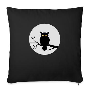Eule im Vollmond - Sofakissenbezug 45 x 45 cm - Schwarz - Vorne