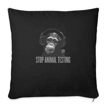 DJ MONKEY stop animal testing by wam - Sofa pillowcase 17,3'' x 17,3'' (45 x 45 cm) - black - Front