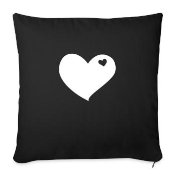 White Heart - Sofa pillowcase 17,3'' x 17,3'' (45 x 45 cm) - black - Front