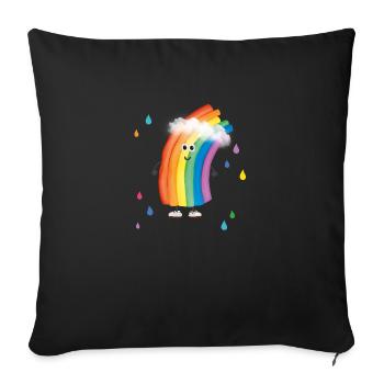 Rudi Regenbogen "bunte Regentropfen" - Sofakissenbezug 45 x 45 cm - Schwarz - Vorne
