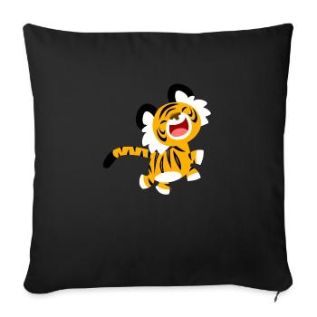 Cute Laughing Cartoon Tiger by Cheerful Madness!! - Sofa pillowcase 17,3'' x 17,3'' (45 x 45 cm) - black - Front