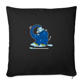 The elephant showers with a trunk - Sofa pillowcase 17,3'' x 17,3'' (45 x 45 cm) - black - Front