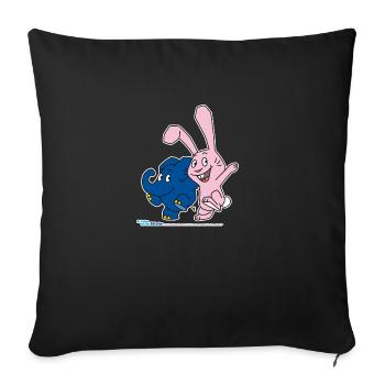 Elephant and rabbit hopping - Sofa pillowcase 17,3'' x 17,3'' (45 x 45 cm) - black - Front