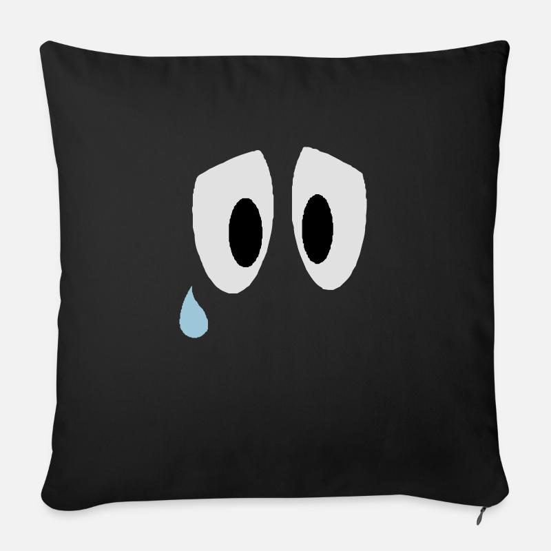 Smiley Augen Traurig - Sofakissenbezug 45 x 45 cm - Schwarz