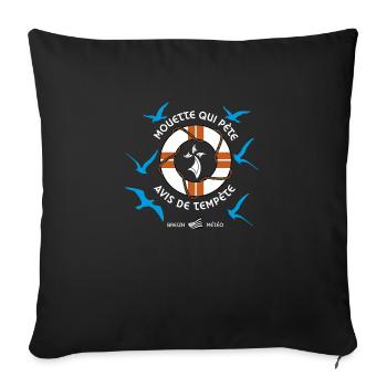 BREIZH MÉTÉO - BZH - HERMINE - BRETAGNE - DICTON - Housse de coussin décorative 45 x 45 cm - noir - Devant