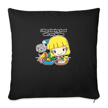 Sharing food - Sofa pillowcase 17,3'' x 17,3'' (45 x 45 cm) - black - Front