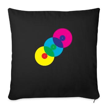 Vinyl Records (Diagonal) - Sofa pillowcase 17,3'' x 17,3'' (45 x 45 cm) - black - Front