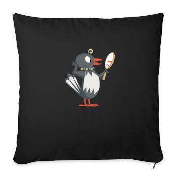 Frau Ester mit Spiegel - Sofakissenbezug 45 x 45 cm - Schwarz - Vorne