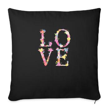 LOVE-Letters -floral - Sofakissenbezug 45 x 45 cm - Schwarz - Vorne