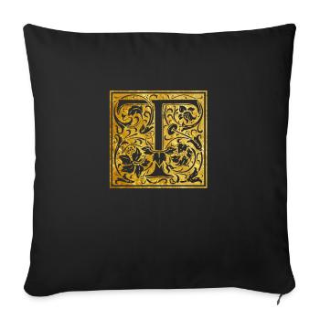 Initials-T - Sofakissenbezug 45 x 45 cm - Schwarz - Vorne