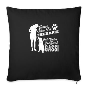 Dog-walking instead of therapy - Sofa pillowcase 17,3'' x 17,3'' (45 x 45 cm) - black - Front