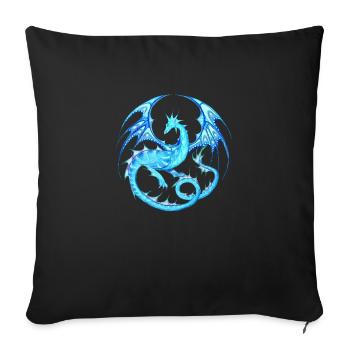 Drachenmandala_Eisdrache - Sofakissenbezug 45 x 45 cm - Schwarz - Vorne