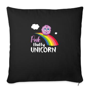 Pink fluffy Unicorn - Sofa pillowcase 17,3'' x 17,3'' (45 x 45 cm) - black - Front