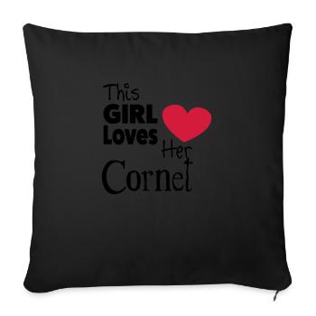 This Girl Loves Her Cornet - Sofa pillowcase 17,3'' x 17,3'' (45 x 45 cm) - black - Front