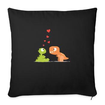Motiv Dinos Liebe - Sofakissenbezug 45 x 45 cm - Schwarz - Vorne