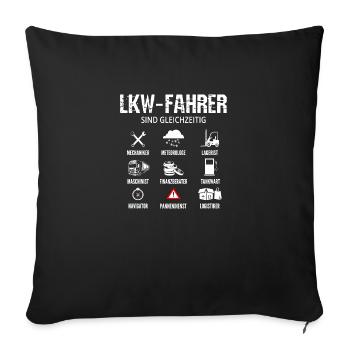 LKW-Fahrer sind gleichzeitig - Sofakissenbezug 45 x 45 cm - Schwarz - Vorne