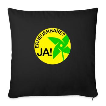 renouvelables? oui! (Rond) - Housse de coussin décorative 45 x 45 cm - noir - Devant