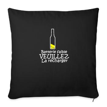 Batterie faible - Housse de coussin décorative 45 x 45 cm - noir - Devant