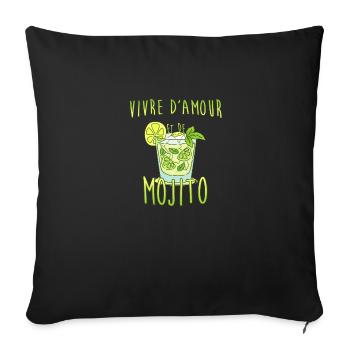 Vivre d'amour et de mojito - Housse de coussin décorative 45 x 45 cm - noir - Devant