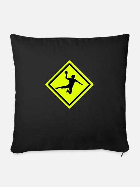 handball roadsign - Housse de coussin décorative 45 x 45 cm - noir