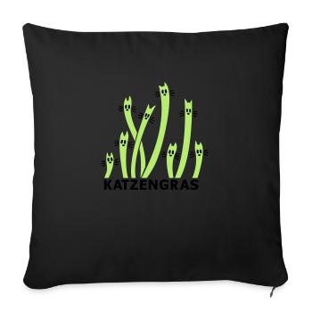 Cat Grass 2 - Sofa pillowcase 17,3'' x 17,3'' (45 x 45 cm) - black - Front