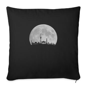 Berlin Skyline vor Mond Fernsehturm Bundestag - Sofakissenbezug 45 x 45 cm - Schwarz - Vorne