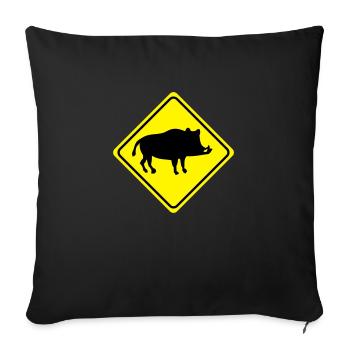 Warnung - Wild Schwein Keiler - 2 Farb Vektor - Sofakissenbezug 45 x 45 cm - Schwarz - Vorne