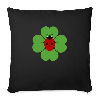Kleeblatt Marienkäfer - Sofakissenbezug 45 x 45 cm - Schwarz - Vorne
