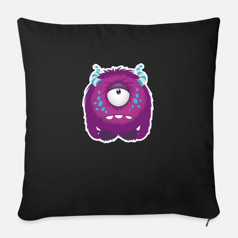 Süßes kleines trauriges Monster - Sofakissenbezug 45 x 45 cm - Schwarz